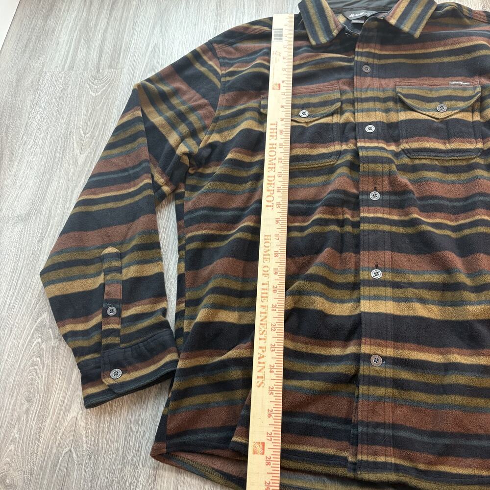 Eddie Bauer Men's Fleece Shirt Striped Button Down Outdoor Shacket Large - Picture 6 of 10